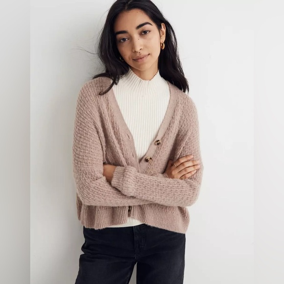 Madewell Mayfair Cardigan in Heather Blush - XS - Button Down - Picture 2 of 6
